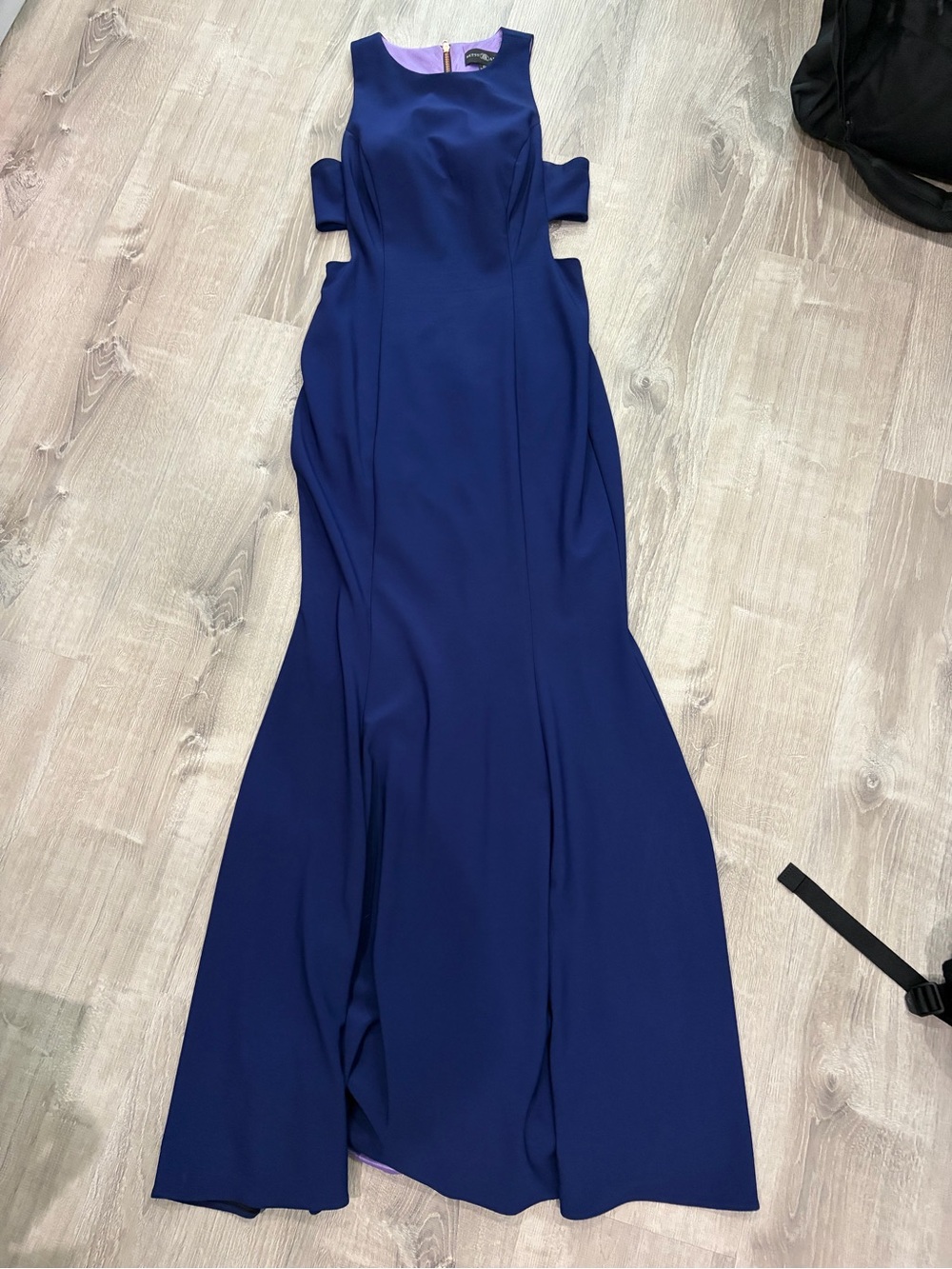 Betsy & Adam Royal Blue Side Cutout Maxi Gown